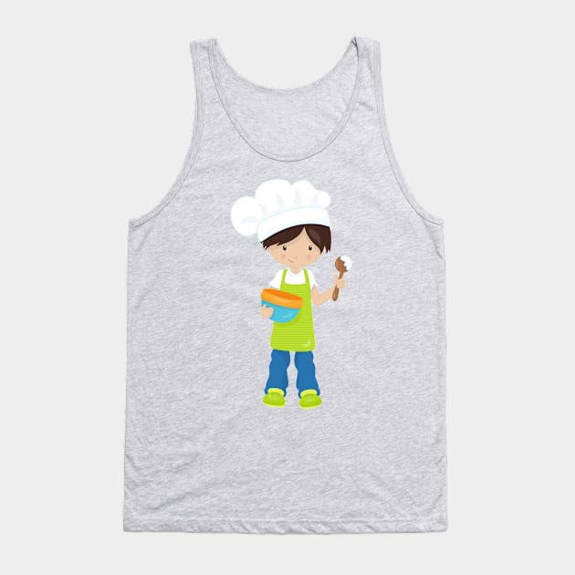 Baking, Baker, Bakery, Apron, Cute Boy, Brown Hair Tank Top by Jelena Dunčević